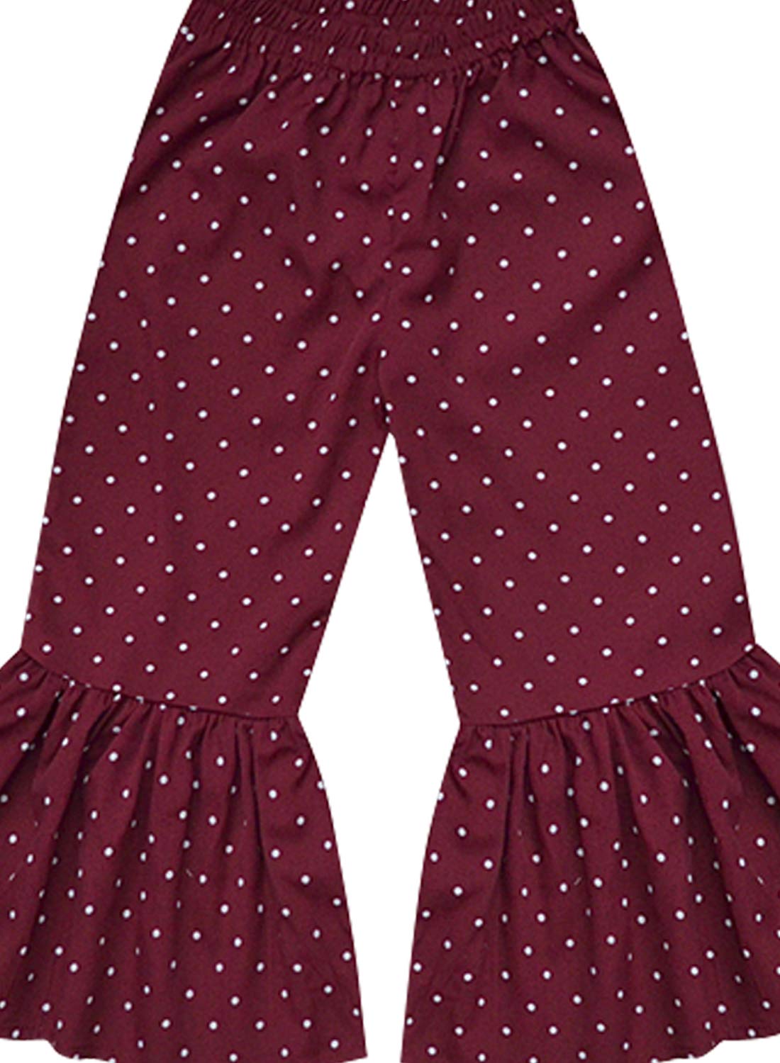 A.T.U.N. (ALL THINGS UBER NICE) Girls High Rise Regular Elasticated Waistband Casual Ruffle Pants Maroon-White