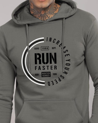 ADRO Men's Cotton Neck Hooded Sweatshirt (H24-FAST-SG_Steel Grey