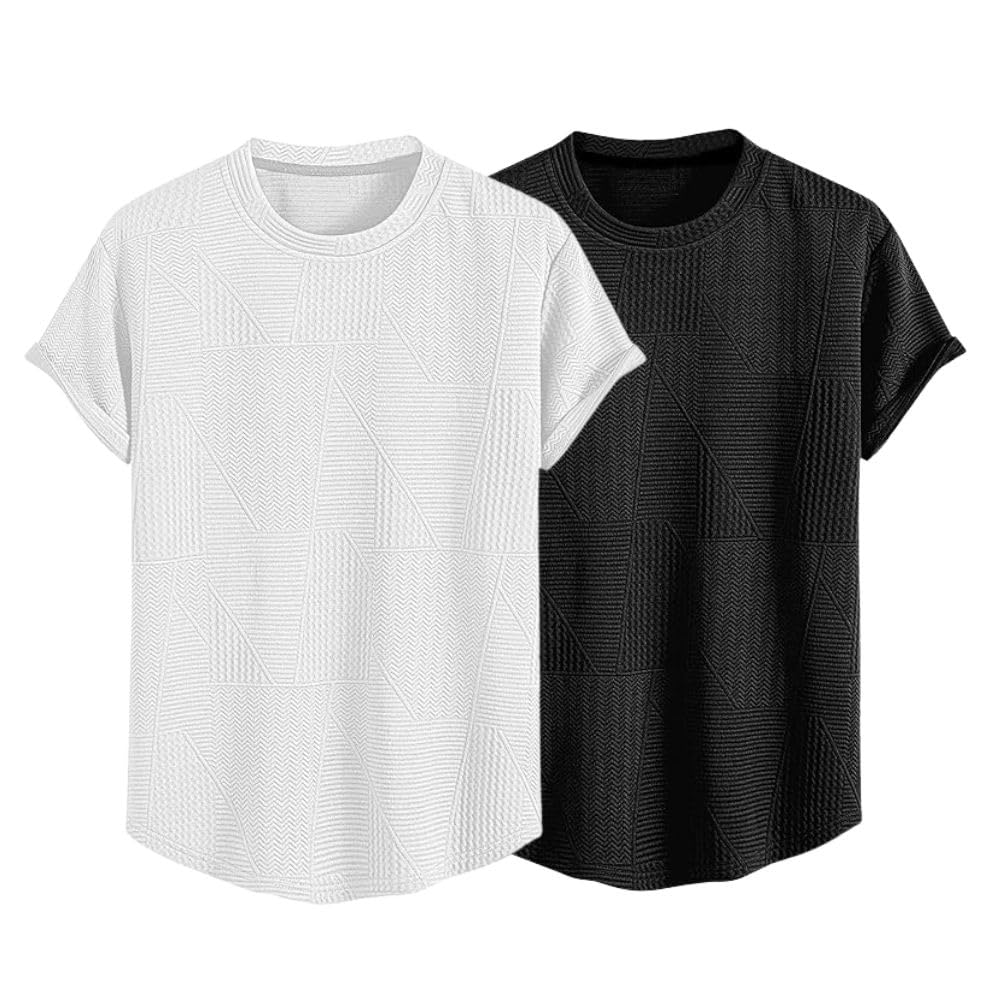 Greciilooks T Shirt For Men Cotton | Textured Oversized Fit Man T-Shirt | Round Neck Half Sleeve Men T-ShirtS (Available In Plu