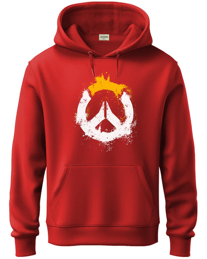 ADRO Men's Cotton Neck Hooded Sweatshirt (H20-M-PC-RD_Red)