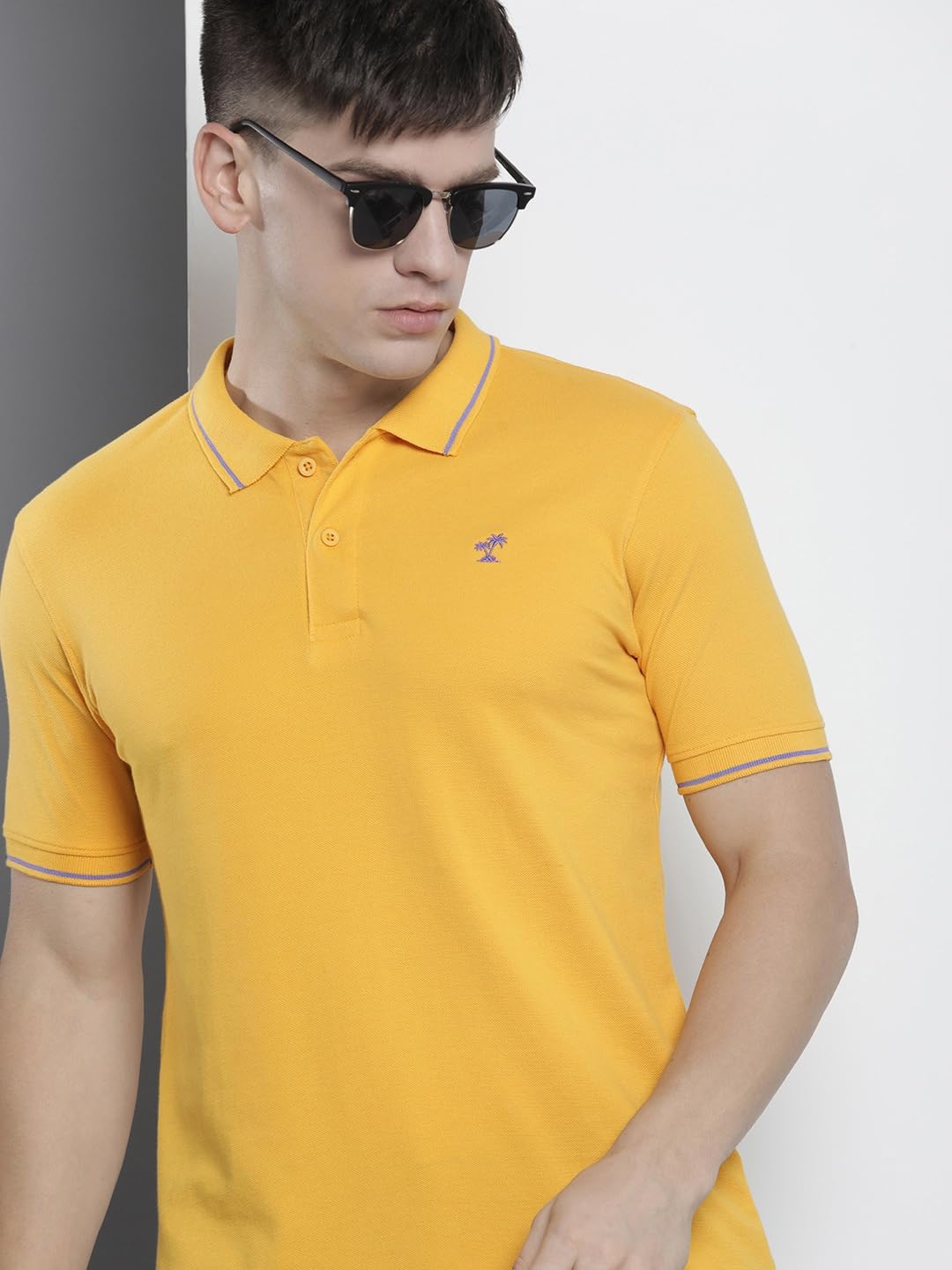 The Indian Garage Co Men Slim Fit Solid Polo Collar Tshirt