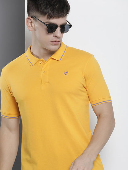 The Indian Garage Co Men Slim Fit Solid Polo Collar Tshirt