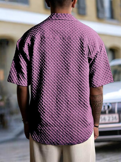 Pinkmint Bubble Textured Shirt for Men ll Half Sleeve Stylish Button Down Shirts ll Mens Pocket Shirt (Pack of 1) Purple