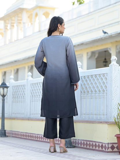 Varanga Women Ombre Grey A-Line Kurta Set