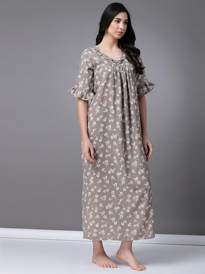 OOMPH! Cotton Blend Nighty for Womens | Night Gown | Nighty | Nightdress | Maxi Dress | Sleepwear | Gown for Women | Nighties |