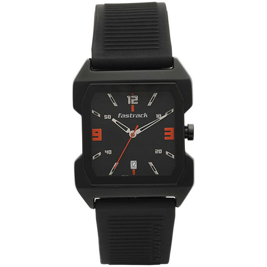 Fastrack Analog Watch For Men -Nr1474Np01 Black Dial, Rubber, Black Strap, Black, Strap