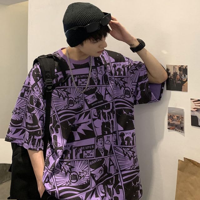 Thalasi Comic All Over Printed Green Anime Oversized T Shirts For Men - Drop Shoulder Loose Fit Cotton T-Shirt - Trending Naruto