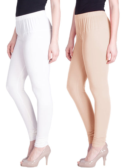 Lyra Cotton Premium Churidar Leggings For Women (Pack Of 2)