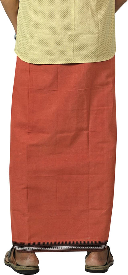 Prakasam Cotton Mens Kerala Thalapathi Border 2Way Pocket (Right &Left Side) Flexi Size (Adjustable) Colour Dhoti With 2 Side Po