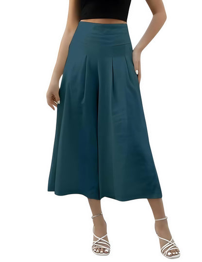 OOMPH! Cotton Linen Palazzo Pant for Women | Womens High Rise High Waist Trousers Flowy Wide Leg Plazzo Pant Trouser with Pocke