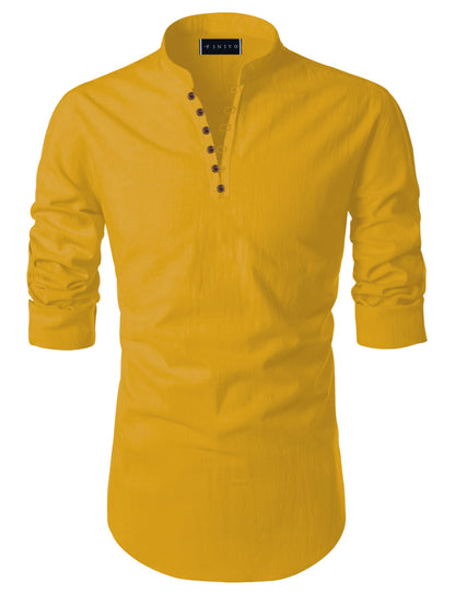 Zartha MenS Casual Cotton Polyester Blend Solid Full Sleeve Short Kurta (Pack Of 2)