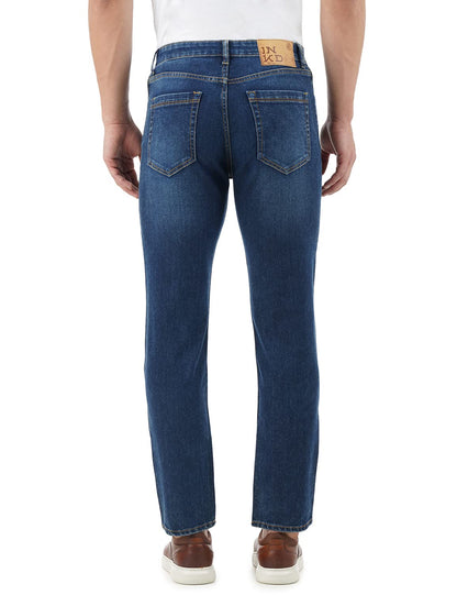 INKD Mens Contrast Stitch Stretchable Regular Fit Jeans