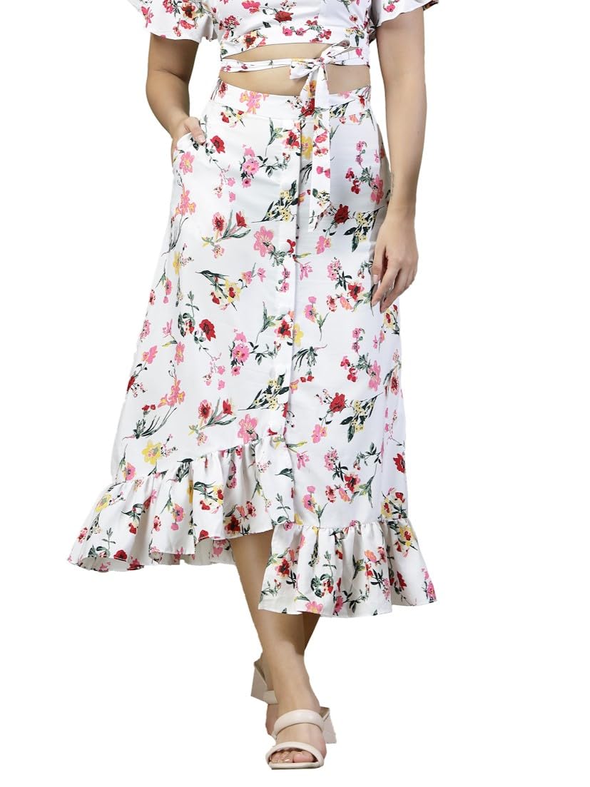 OOMPH! Long Skirts for Women White - msk194