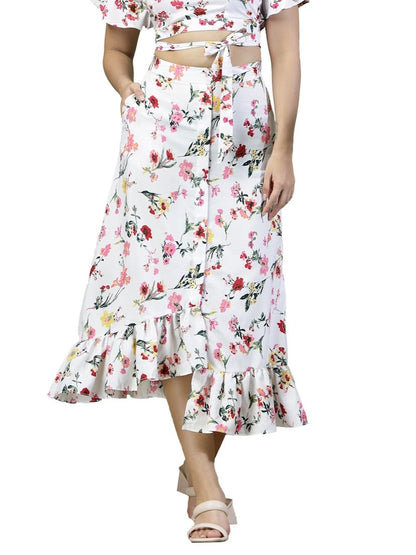 OOMPH! Long Skirts for Women White - msk194
