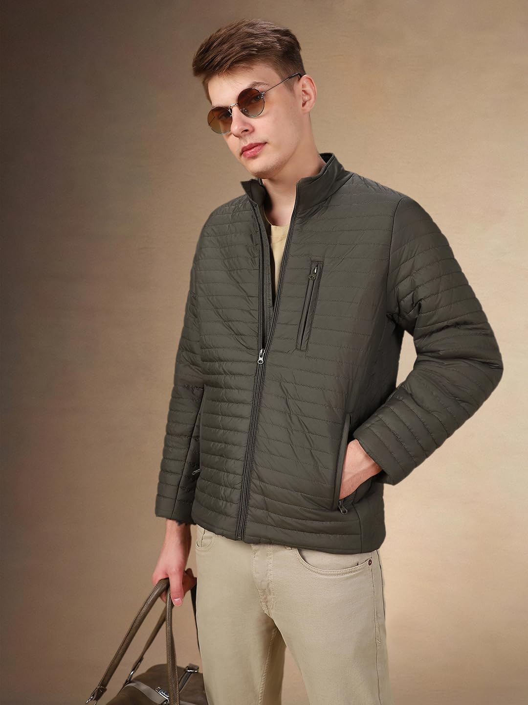 Dennis Lingo Men Solid Polyester Regular Fit Full Sleeves Puffer Jacket