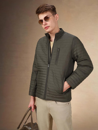 Dennis Lingo Men Solid Polyester Regular Fit Full Sleeves Puffer Jacket