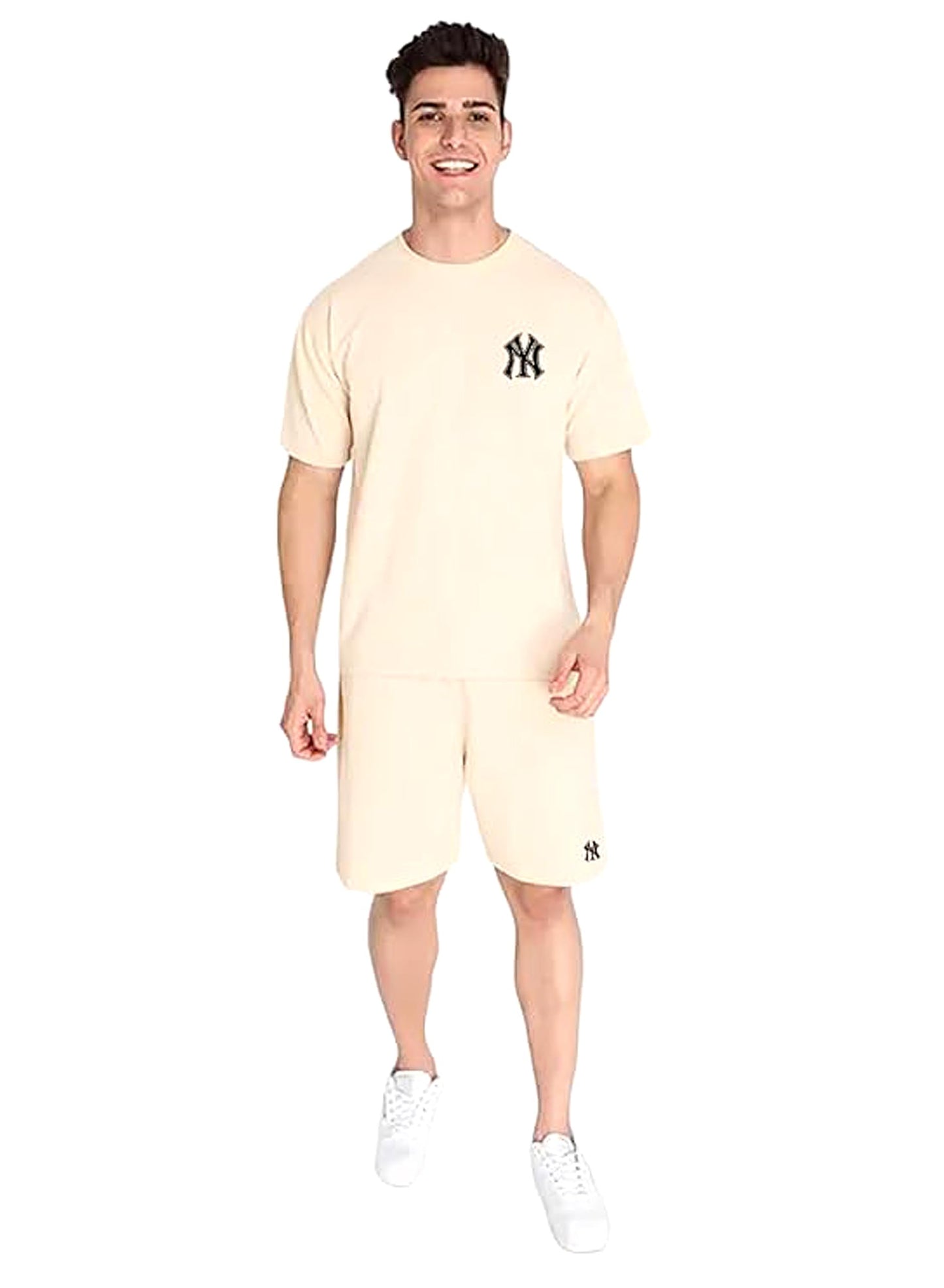 ELLITI Cotton Blend Casual Round Neck Printed T-Shirt and Shorts Set, Mens Pyjama cod set for men, Sleepwear & Loungewear,Summe