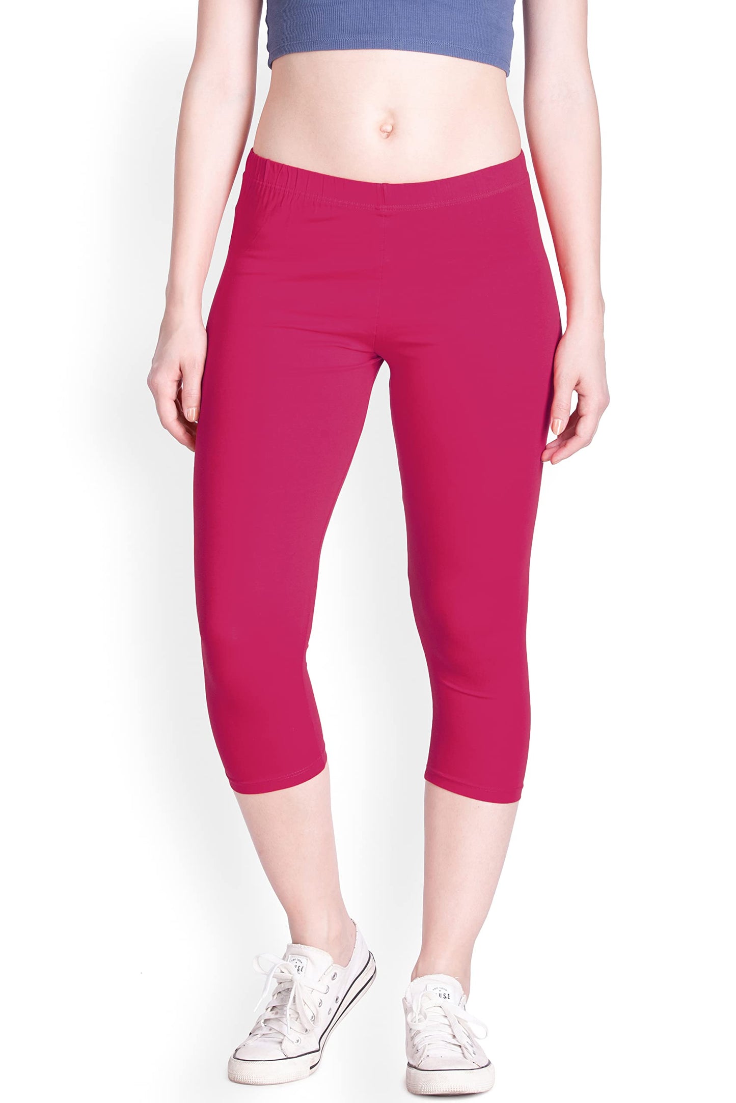 Lyra Women'S Super Combed Cotton Elastane Stretch Slim Fit Capri Pants
