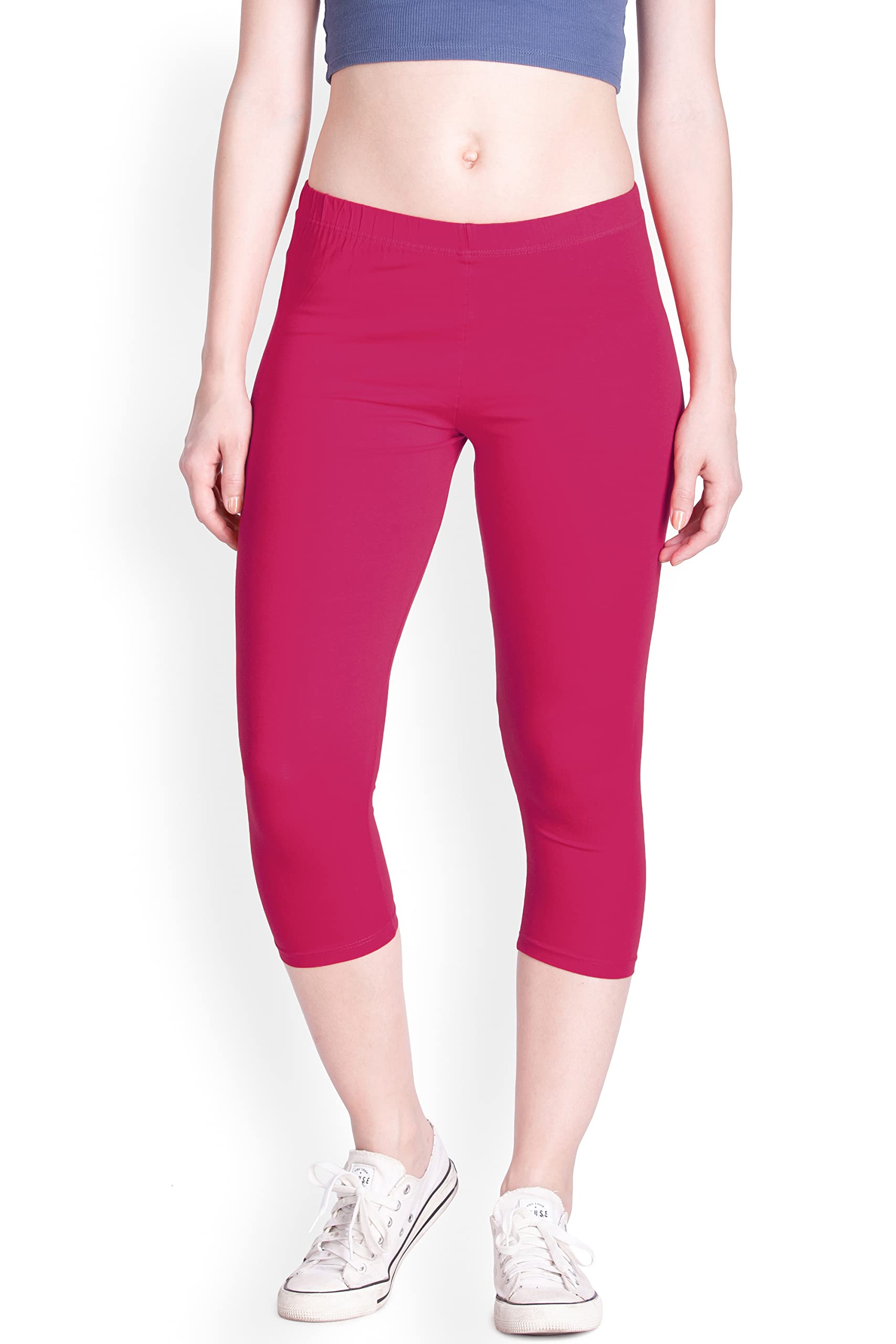 Lyra Women'S Super Combed Cotton Elastane Stretch Slim Fit Capri Pants