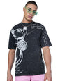 Bewakoof Official Disney Merchandise Mickey Mens Graphic Printed Oversized Fit Half Sleeve Round Neck Cotton Acid Wash T-Shirt_
