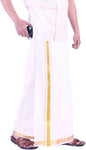 Prakasam Cotton MenS Fine Quality Welcro Pocket Jari Cotton Double Dhoti (28)