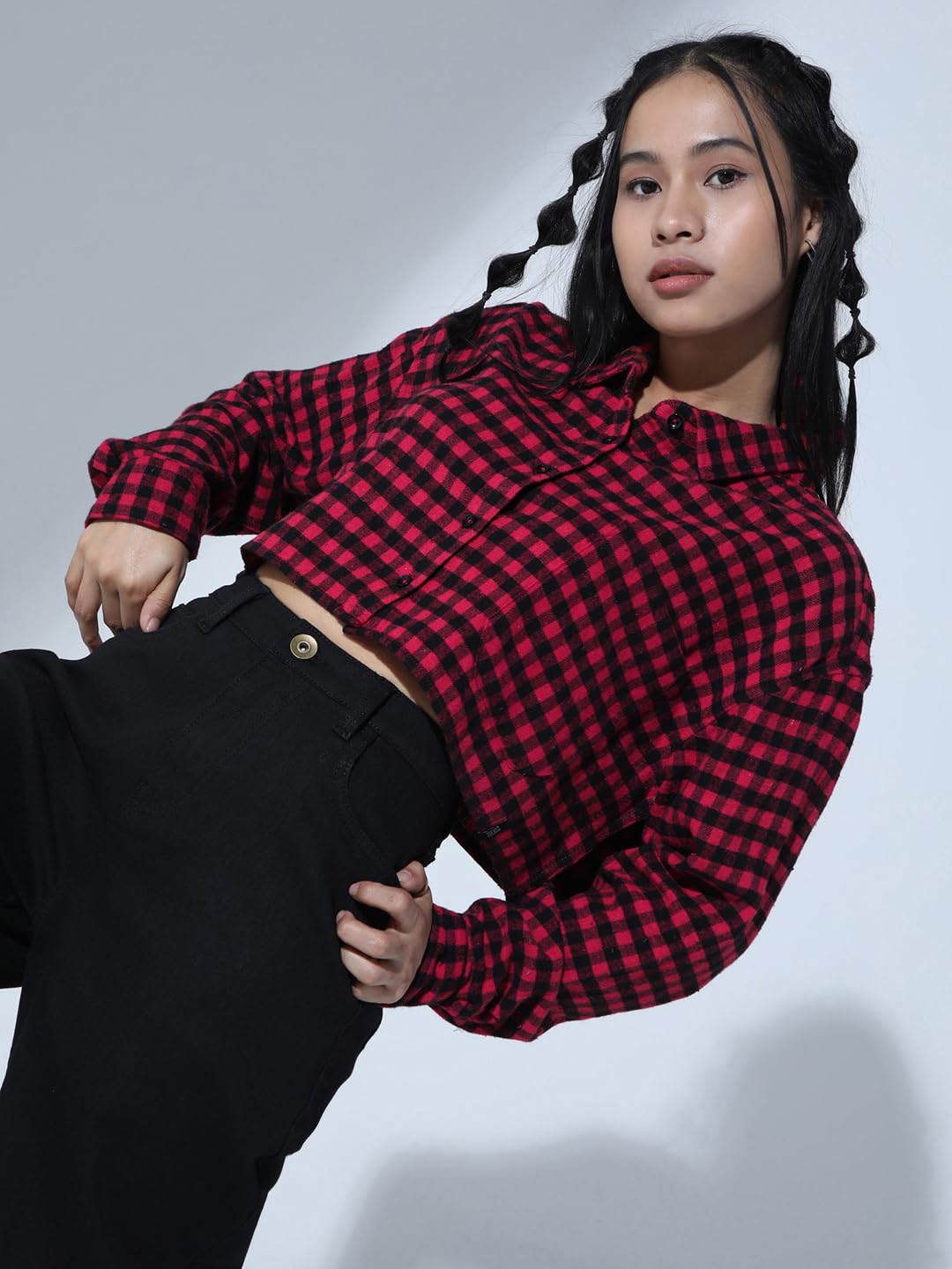 Hubberholme Women Multi Smart Casual Oversized Spread Collar Long Sleeves Shirt