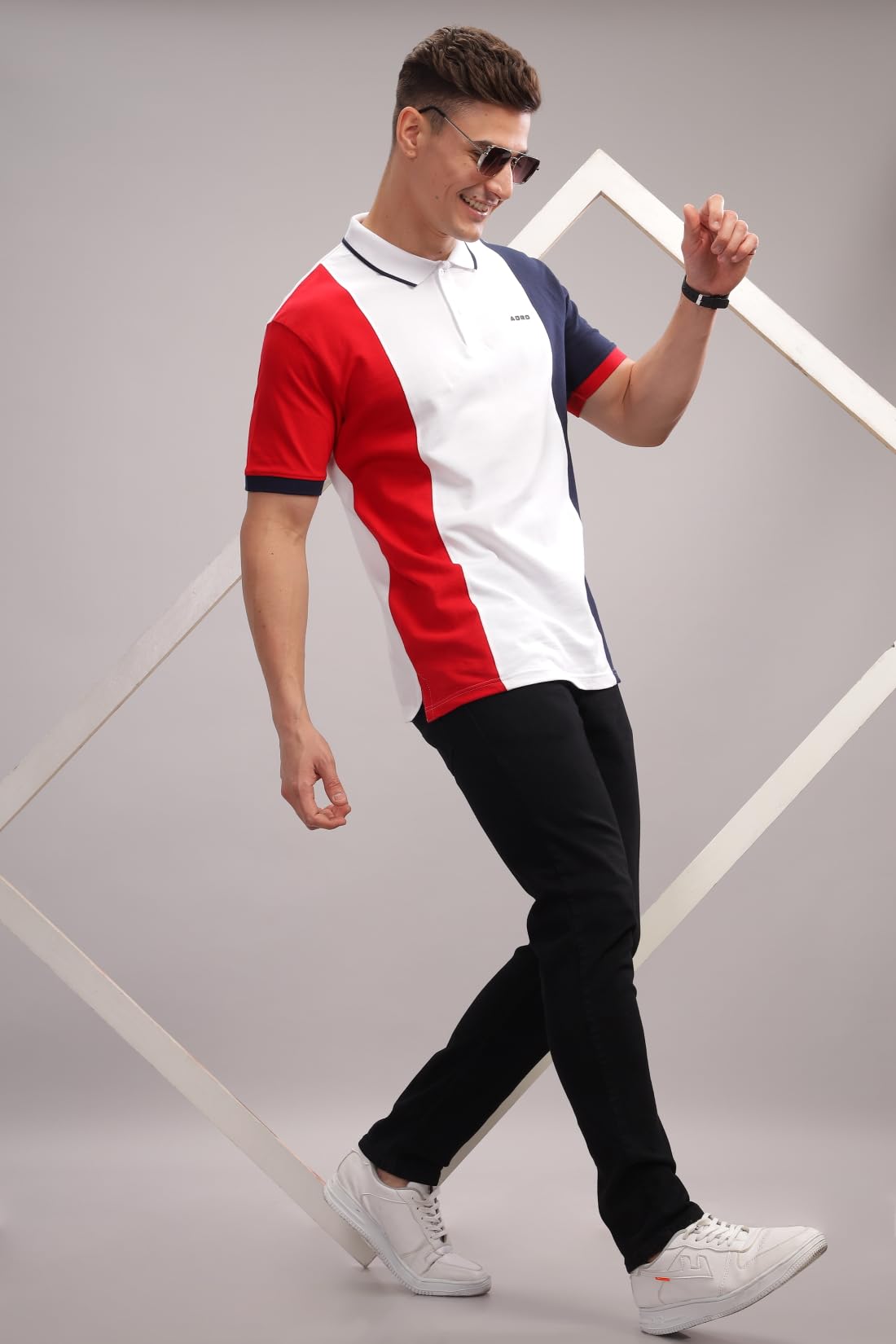 ADRO Regular Fit Polo Tshirt in 100% Cotton Multi Color Polo Also in Plus Size_PN24-L1-RDWHNB