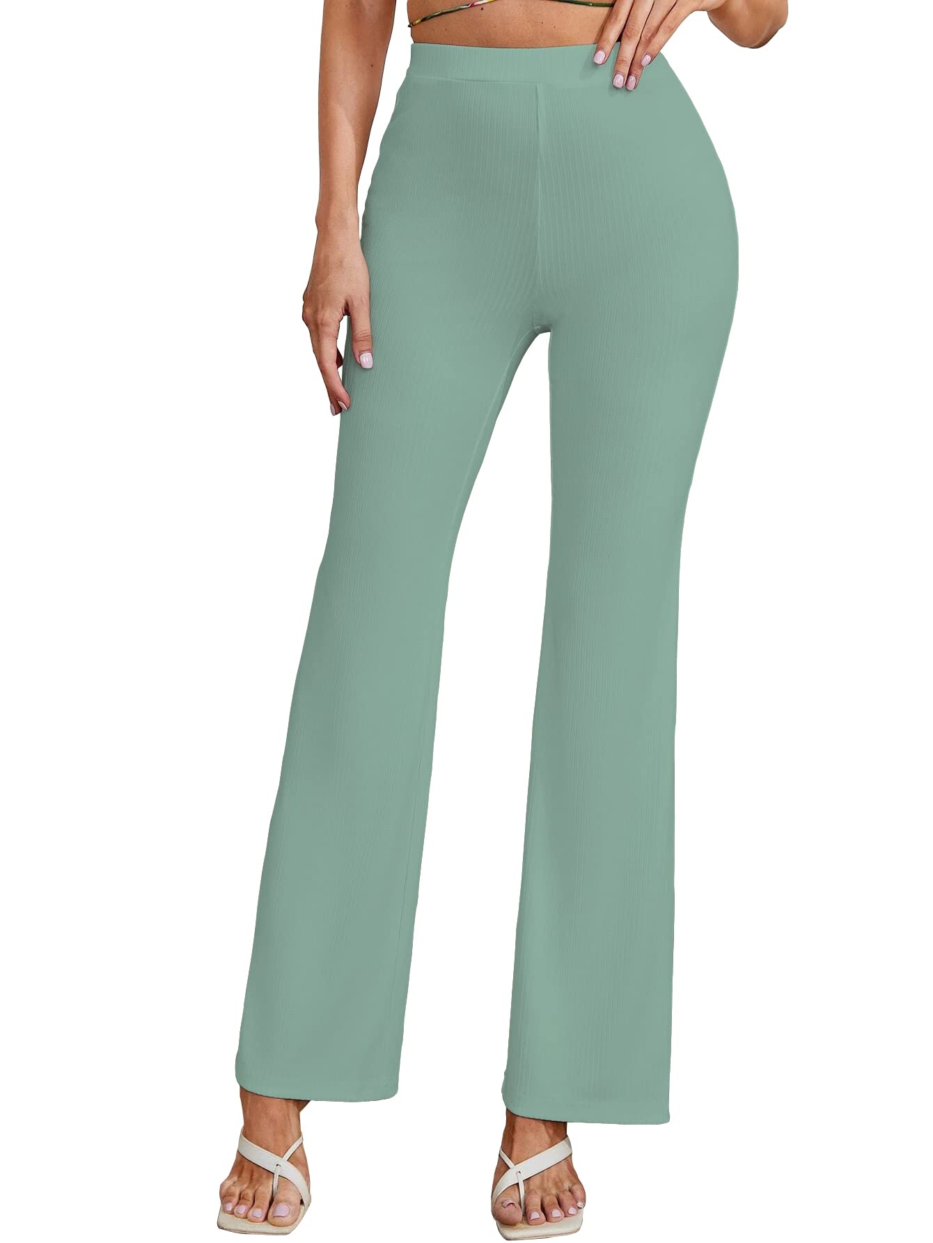 Shasmi Light Teal Womens Yoga Dress Pants Stretchy Work Slacks Business Casual Office Bell-Bottom/Boot-Cut Elastic Waist Regula