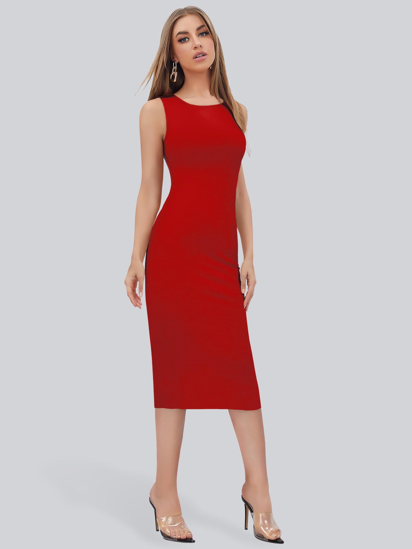 Toochki Dress For Women | Lycra Dresses | One Piece Dress | Midi Dress Dress For Women | Red Bodycon Dress For Women | Casual We