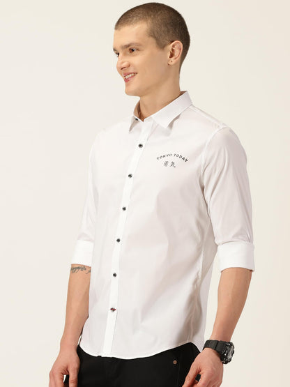 Thomas Scott Tokyo Today Classic Slim Fit Spread Collar Casual Shirt White