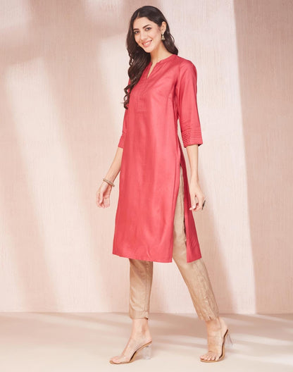 Fabindia WomenS Viscose Silk Solid Regular Kurta (1038026Fuchsia_Fuchsia