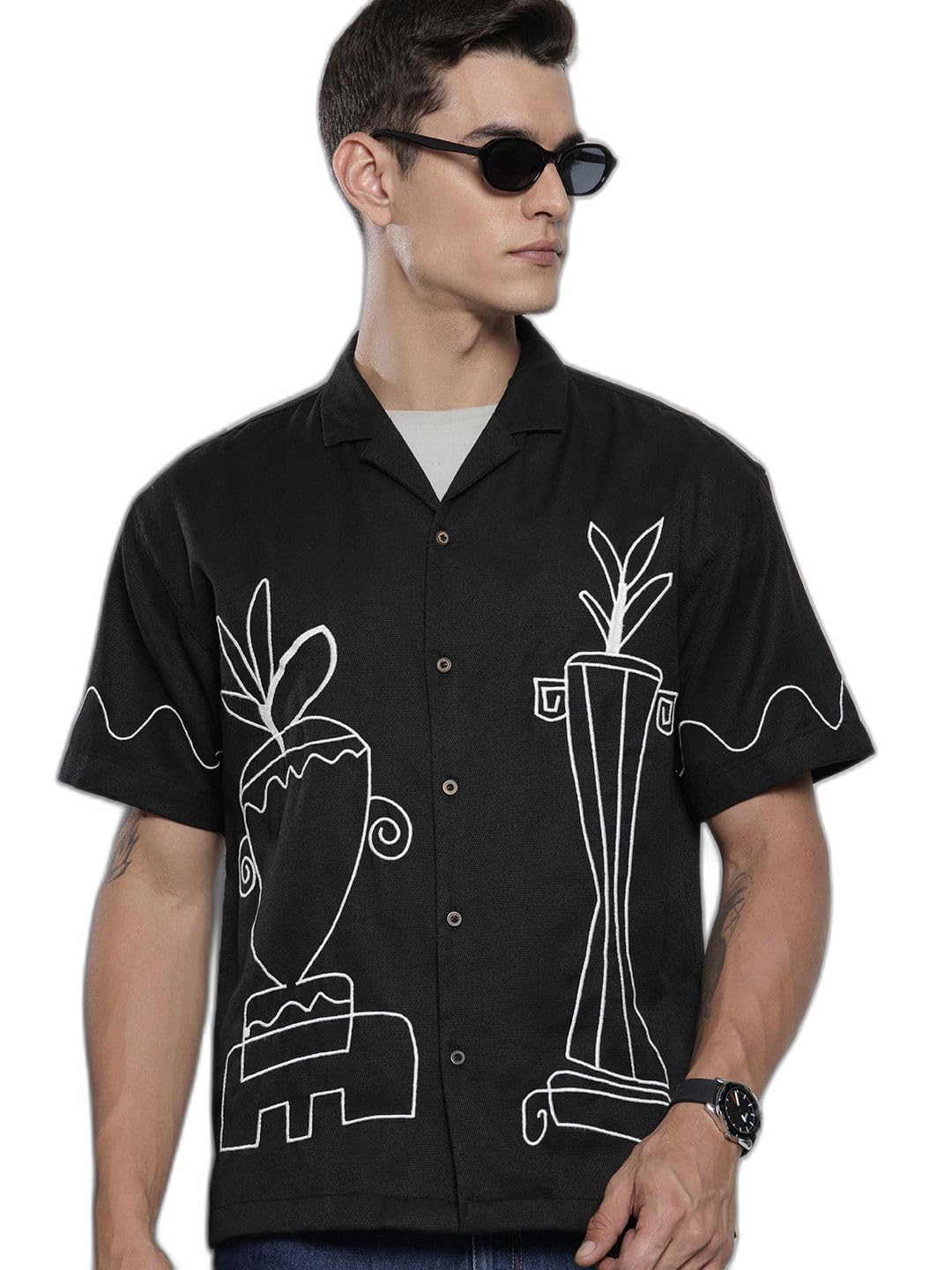 The Indian Garage Co Mens Solid Relaxed Fit Shirt