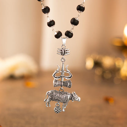 Astrotalk Shiv Raksha Karungali Malai with Trishul Nandi Pendant | Karungali Mala Original 54 Beads | Blessings of Lord Shiva & Murugan | Divine Mala for Protection & Calmness | Gift for Man & Woman