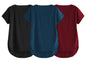 Fabricorn Combo Of Three Plain Maroon, Black And Airforce Blue V-Neck Up And Down Cotton Tshirt For Women (Maroon, Black, Airfor