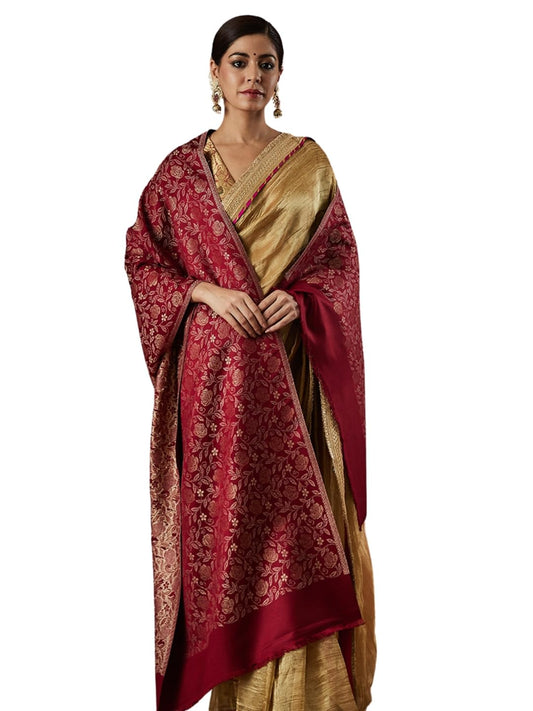 Pashmoda Women Gulnari Kaani Wool Blend Stole (Size : 71X203 CM)