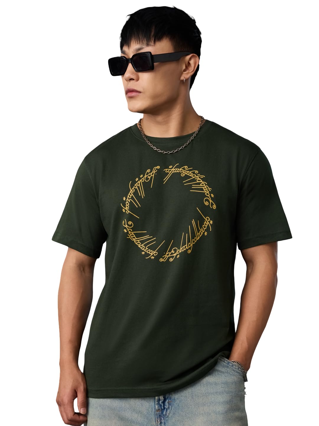 The Souled Store LOTR: One Ring Men and Boys Short Sleeves Round Neck Graphic Printed Cotton Relaxed Fit Lightweight Comfortable