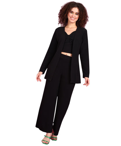 Popwings Women Casual Black 3 Pieces Maxi Co-Ords Set
