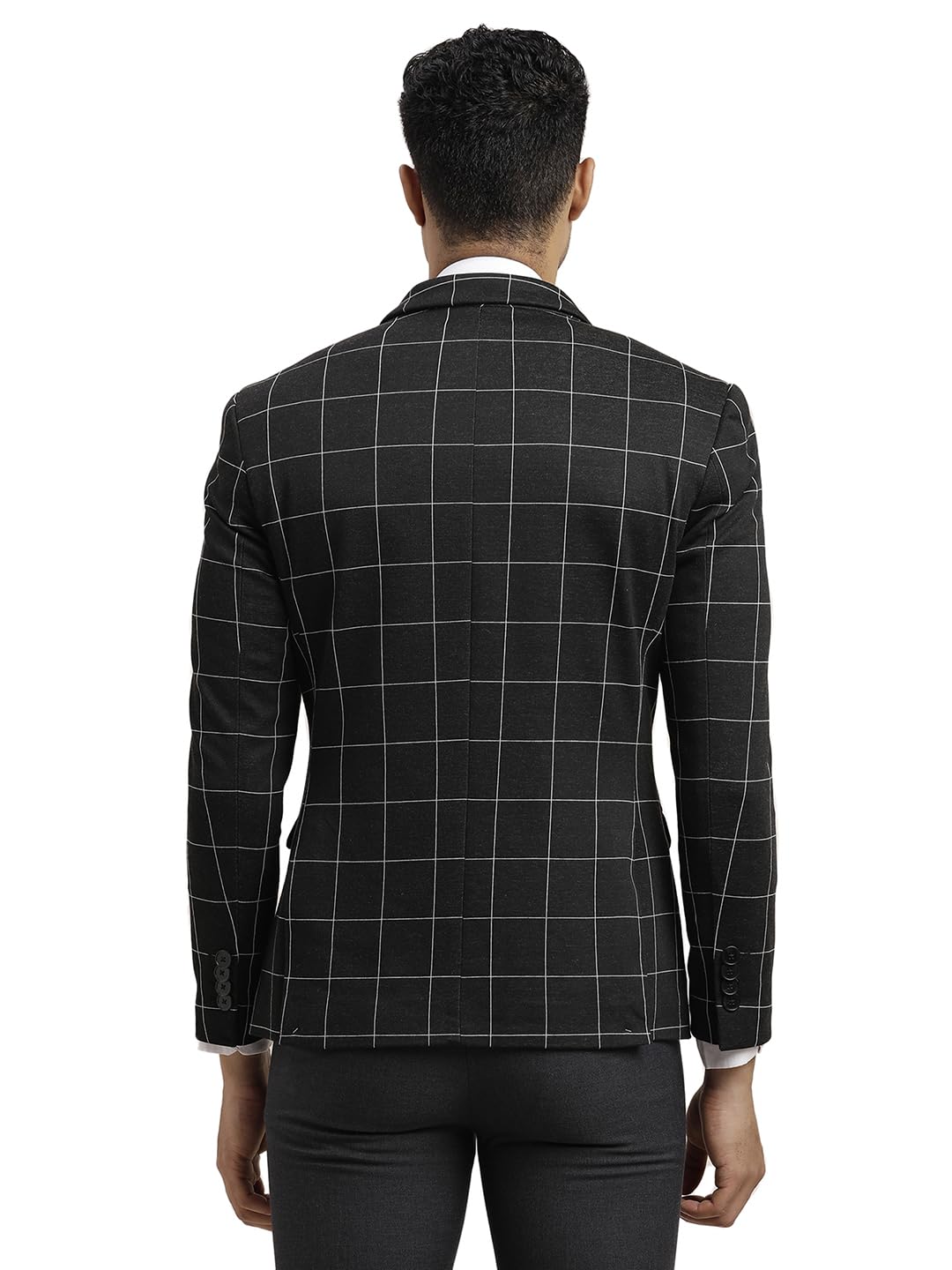 Turtle Men Knitted Checkered Dark Grey Blazer