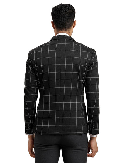 Turtle Men Knitted Checkered Dark Grey Blazer