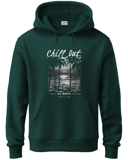 ADRO Men's Cotton Neck Hooded Sweatshirt (H24-CHILL-GRN_Green