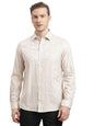 Turtle Men 100% Cotton Slim Fit Beige Jacquard Print Full Sleeve Party Shirt