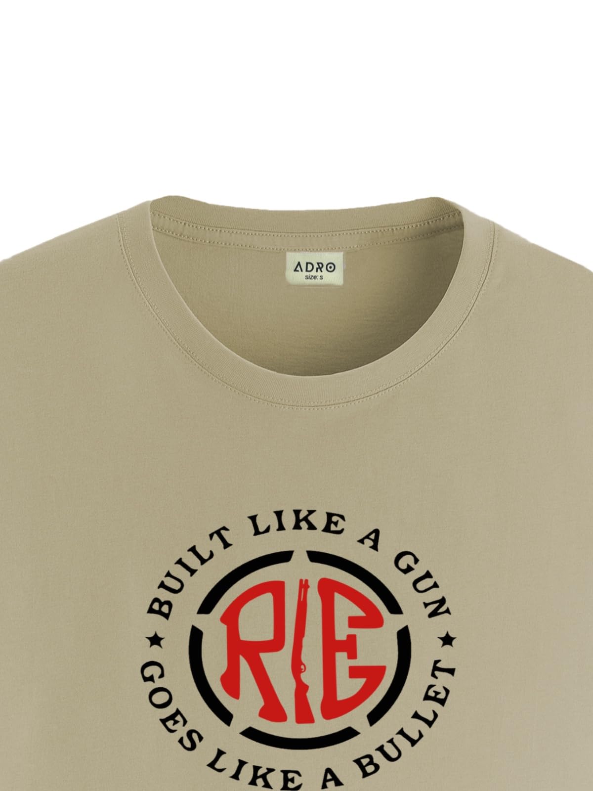 ADRO Mens Solid Regular Fit T-Shirt (RN24-BUL-BE_Beige