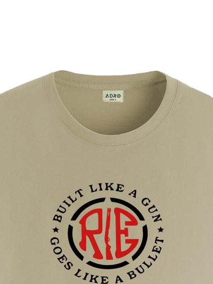 ADRO Mens Solid Regular Fit T-Shirt (RN24-BUL-BE_Beige