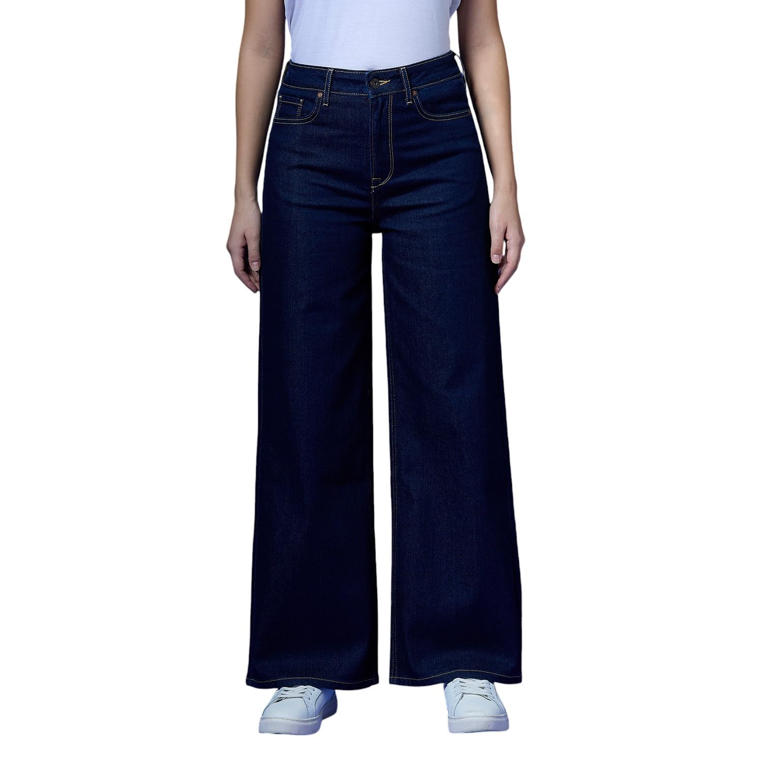 Pepe Jeans Women High Rise Loose Jeans (Pl205035Q030_Dark Indigo, 34