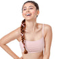 Enamor Womens Slim Strap Stretch Cotton Non-Padded Antimicrobial Beginners Slip-On Wireless Teenager Full Coverage Bra(Bb02-Pea
