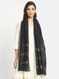 Fabindia Black Cotton Silk Jamdani Woven Stole (Free Size)