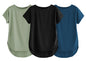 Fabricorn Combo Of Three Plain Black, Sage Green And Airforce Blue Round Neck Up And Down Cotton Tshirt For Women (Black, Sage G