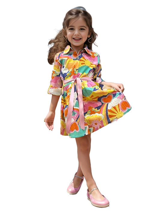 A.T.U.N. (ALL THINGS UBER NICE) Summer Floral Shirtdress for Girls Multicolour