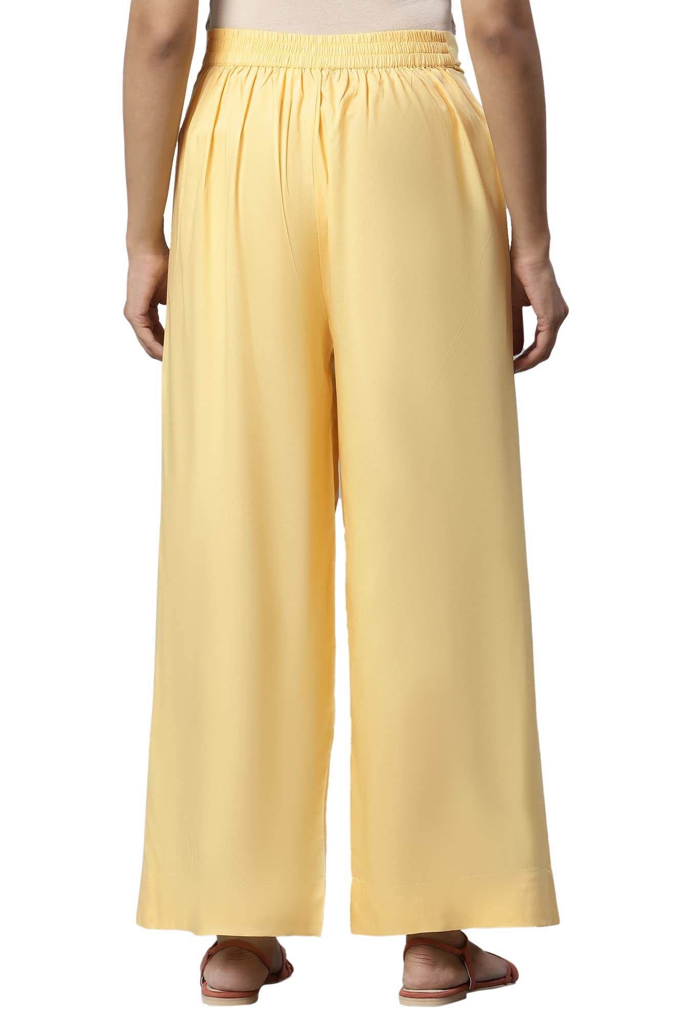 Aurelia Yellow Solid Palazzo Ethnic Bottomwear For Women