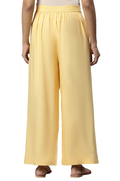 Aurelia Yellow Solid Palazzo Ethnic Bottomwear For Women